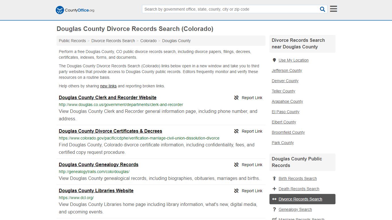 Divorce Records Search - Douglas County, CO (Divorce ...